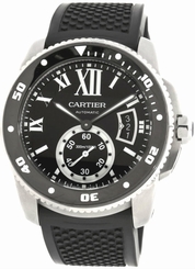Cartier W7100056 Calibre Automatic Rotating Bezel Men BLK Rubber Watch New Orig 7613268360798