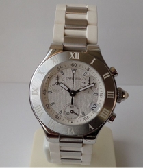 Ladies Cartier Chronoscaph 21 Stainless Chronograph Boxed with both booklets