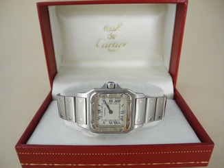 Cartier Santos Stainless  Steel quartz ladies watch w Box Wonderful  Santo Watch