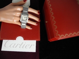CARTIER TANK FRANCAISE STAINLESS STEEL WRIST WATCH CARTIER MID SIZE W/BOX WATCH