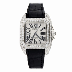 W20106X8 / LADIES CARTIER SANTOS 100 MEDIUM SIZE FULLY DIAMOND - 5.57 Ct. 7612456316036
