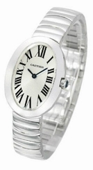 Cartier W8000006 Baignoire Oval Silver Dial Quartz Women 18kt WG Watch New Orig