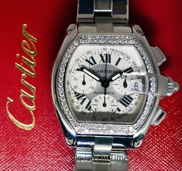 Cartier Roadster Chronograph Steel & Diamond Chronograph Watch Box/Papers 2618