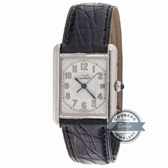 Cartier Must de Cartier Tank W517644 Quartz Sterling Silver Ladies Strap Watch