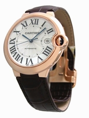 Cartier Ballon Bleu 18k Rosegold Brown Leather Auto Men Watch W6900651 New Orig 7612456382048
