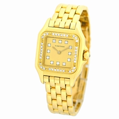CARTIER Lady 18K Yellow Gold Factory Diamonds Panther Box Warranty MINTY