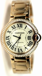 Cartier Ballon Bleu M 18Kt Yellow Gold Automatic Women Watch WE9004Z3 New in Box 7612456339899