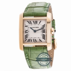 Cartier Tank Francaise 1821 Quartz Yellow Gold Ladies Strap Watch Tang
