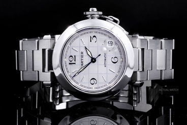 Cartier Steel 35mm Pasha 2324, Silver Grid Dial w/ Index & Arabic, Automatic
