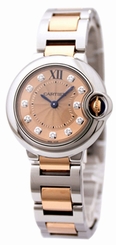Cartier WE902052 Ballon Bleu 11 Diamonds Women 18KT Pink Gold SS Watch New Orig