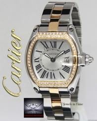 Cartier Roadster 18k Yellow Gold/Steel Diamond Bezel Ladies Quartz Watch 2675