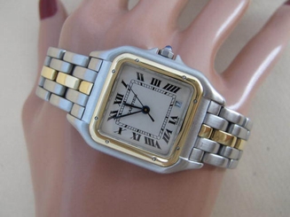 CARTIER PANTHERE WATCH 18 K GOLD STAINLESS WATCH UNISEX/MID SIZE CARTIER WATCH