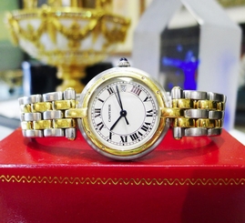 Ladies CARTIER PANTHER Panthere 18K Gold Stainless Steel Roman Round Watch