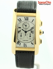 Cartier Tank Americaine 1730 Chronograph 18K Yellow Gold Quartz Men's Watch