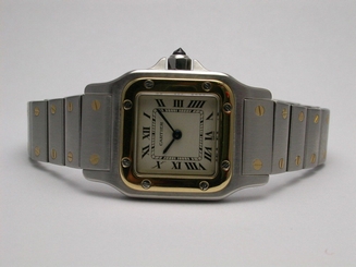 CARTIER SANTOS DE CARTIER MODEL W20012 QUARTZ STAINLESS STEEL/18K GOLD WATCH