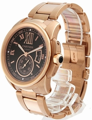 Cartier Calibre 18kt Rosegold Brown Dial Automatic Men Watch W7100040 New in Box