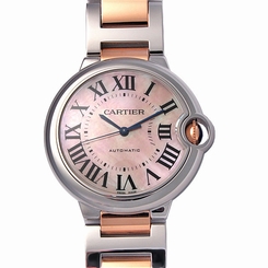 Cartier W6920033 Ballon Bleu Pearl Dial Women Rose Gold Two Tone Watch New Orig 7612456621161