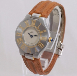 Must de Cartier 21 Stainless Steel & Gold Ladies Quartz Watch 1990's Immaculate