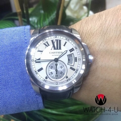 Calibre de Cartier 3389 W7100015 Automatic White 42mm Leather Strap Mens Watch+B 7612456709036