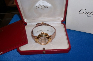Cartier Pasha lady watch 32mm 18K yellow gold and diamond automatic grid