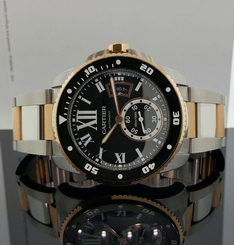 Cartier Calibre de Diver Watch 42mm 18k Rose Gold / Steel W7100054 Black Dial 7613268367360