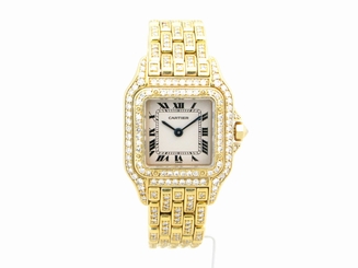 CARTIER PANTHERE 18ct GOLD DIAMOND SET LADIES QUARTZ BRACELET WATCH