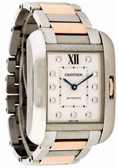 Cartier Tank Anglaise Silver Diamonds Dial 18ktRG Women Watch WT100034 New Orig 7613268300701