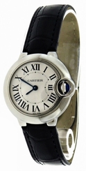  Cartier W69018Z4 Ballon Bleu 28mm Silver Dial Women BLK Leather Watch New In Box