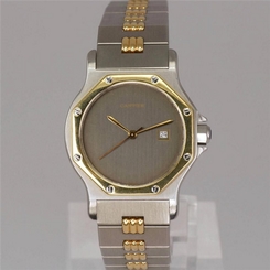 Cartier Santos Automatic Stainless Steel/Gold Octagonal Men's 1990's Watch + box