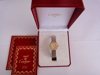 VINTAGE CARTIER MUST 21 WATCH STEEL GOLD SMALL SIZE LADIES QUARTZ SWISS MADE