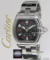 Cartier Roadster Stainless Steel Black Las Vegas Dial Mens Watch Box/Papers 2510
