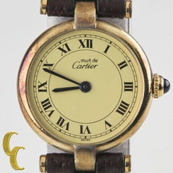 Must de Cartier Vintage Women's Vermeil Quartz Watch w/ Leather Band