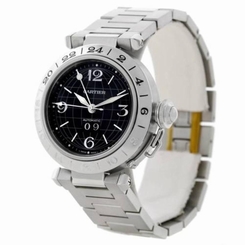 Cartier Pasha C GMT Black Dial Steel Automatic Men's Watch W31049M7 New in Box