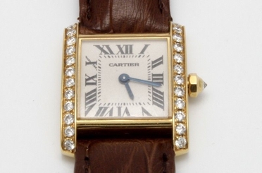 Authentic Cartier 18k Yellow Gold Diamond Cartier Tank Francaise Watch 2385 8'