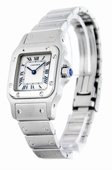Cartier W20056D6 Santos 24MM Silver Guilloche Dial Women Steel Watch New in Box 7612456211799