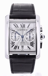 Cartier Tank MC Chronograph Silver Dial Leather Women Watch W5330007 New in Box 7613268367339
