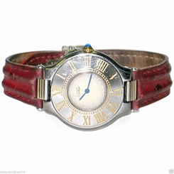 Must de Cartier 21 Stainless & 18K Gold Tone Unisex Swiss Quartz Watch Pre-Owned