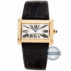 Cartier Tank Divan W6300556 Quartz Yellow Gold Mens Strap Watch