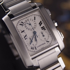AUTHENTIC CARTIER TANK FRANCAISE CHRONOGRAPH QUARTZ MENS WRIST WATCH