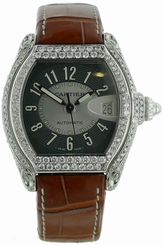 Mens Cartier Roadster Stainless Steel Watch W/ Full Diamonds In Stainlesss Steel 7612456262487