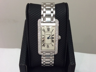 CARTIER Ref. 1713 TANK AMERICAINE Ladies 18K W/G Diamond Quartz Watch! BEAUTY!!!