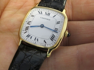 BEAUTIFUL GENUINE CARTIER LADIES 18K YELLOW GOLD MANUAL WINDING WRIST WATCH