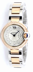Cartier Ballon Bleu Silver Diamonds 18k Pink Gold Women Watch W3BB0009 New Orig