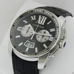 Cartier Calibre de Cartier Chronograph W7100060 Steel Black Dial Ret: $10,200 7613268294956