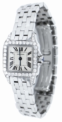 Cartier Santos Demoiselle 18kt White Gold Diamond Women Watch WF9003Y8 New Orig