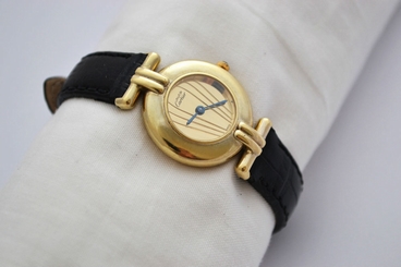 Vintage Cartier Vermeil Rivoli 92.5 Gold Plated Quartz Ladies Petite Watch 515