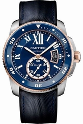 Cartier Calibre de Diver 42mm Steel/Leather Men's Watch W2CA0008
