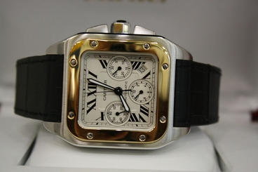 CARTIER SANTOS 100 XL CHRONO TWO TONE WATCH BOX & PAPERS FROM AUTHORIZED DEALER