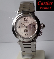 CARTIER Pasha C Steel Automatic Pink dial size 35mm Boxed with both booklets