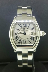Ladies Cartier Roadster Stainless Steel Silver Roman Dial Quartz Watch W62016V3 7612456261527